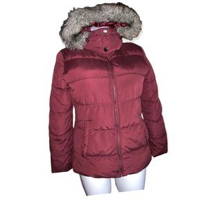 Old Navy Puffer Fur Pullover Hoodie Jacket Coat, Size L